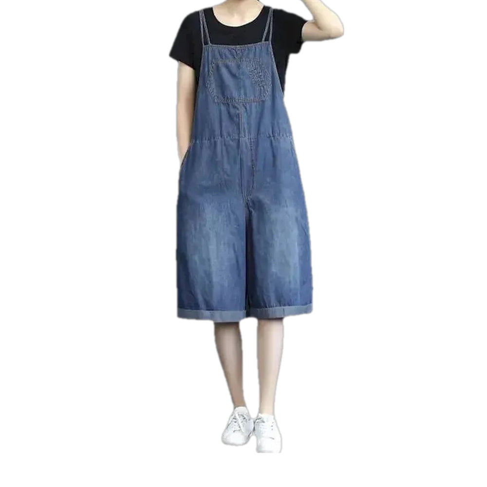 Medium Pattern Casual Denim Overall for Women - Blue