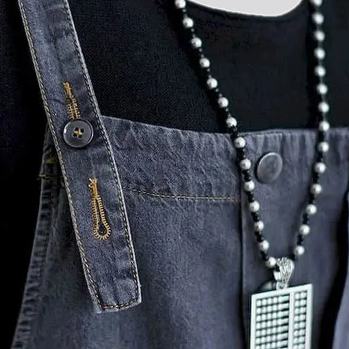Vintage style denim bib for ladies