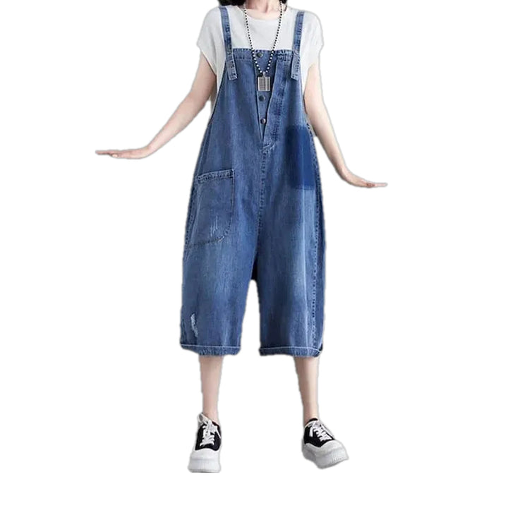 Vintage Style Denim Bib for Ladies - Blue