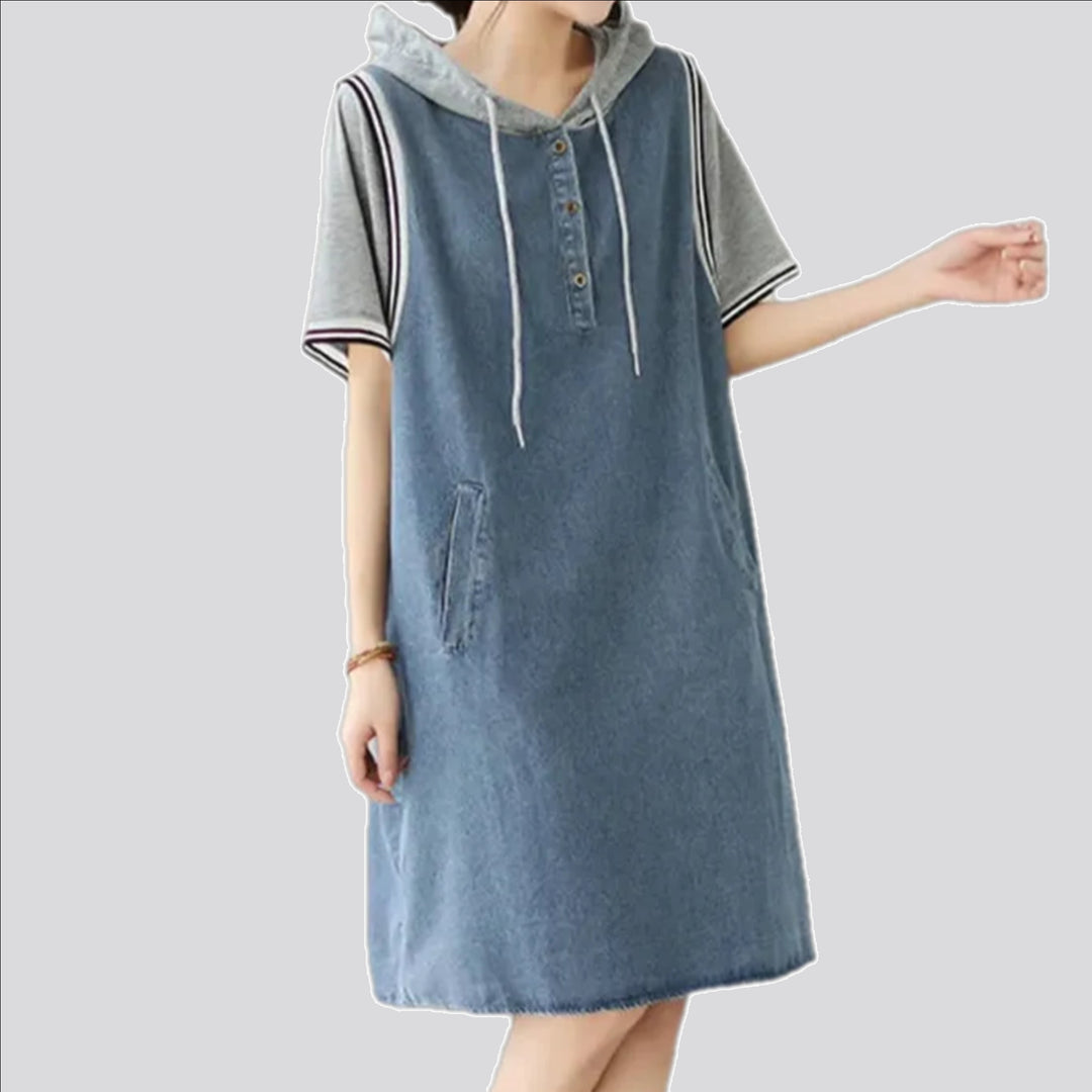 Banded blouson jeans dress