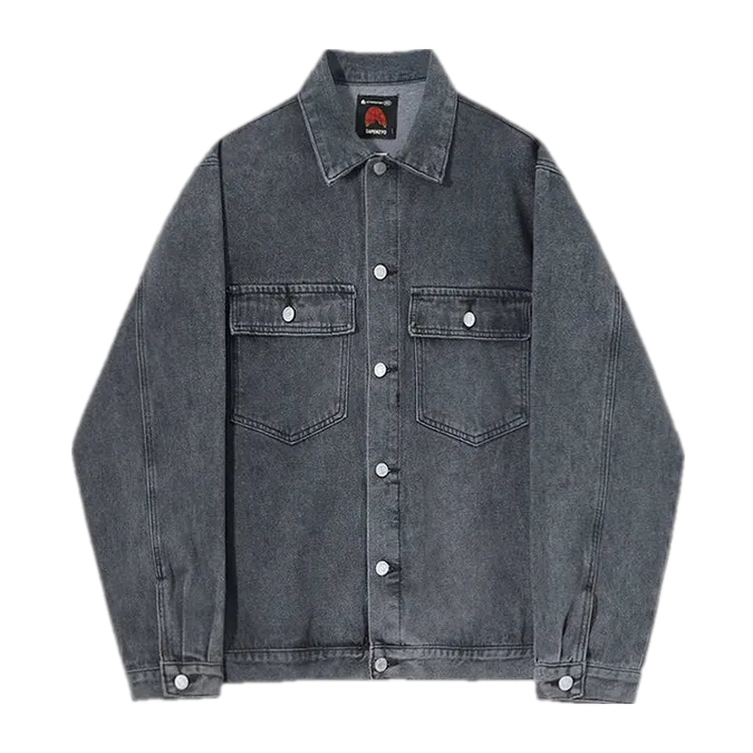 One-tone Street Style Jeans Jacket for Men - Grey