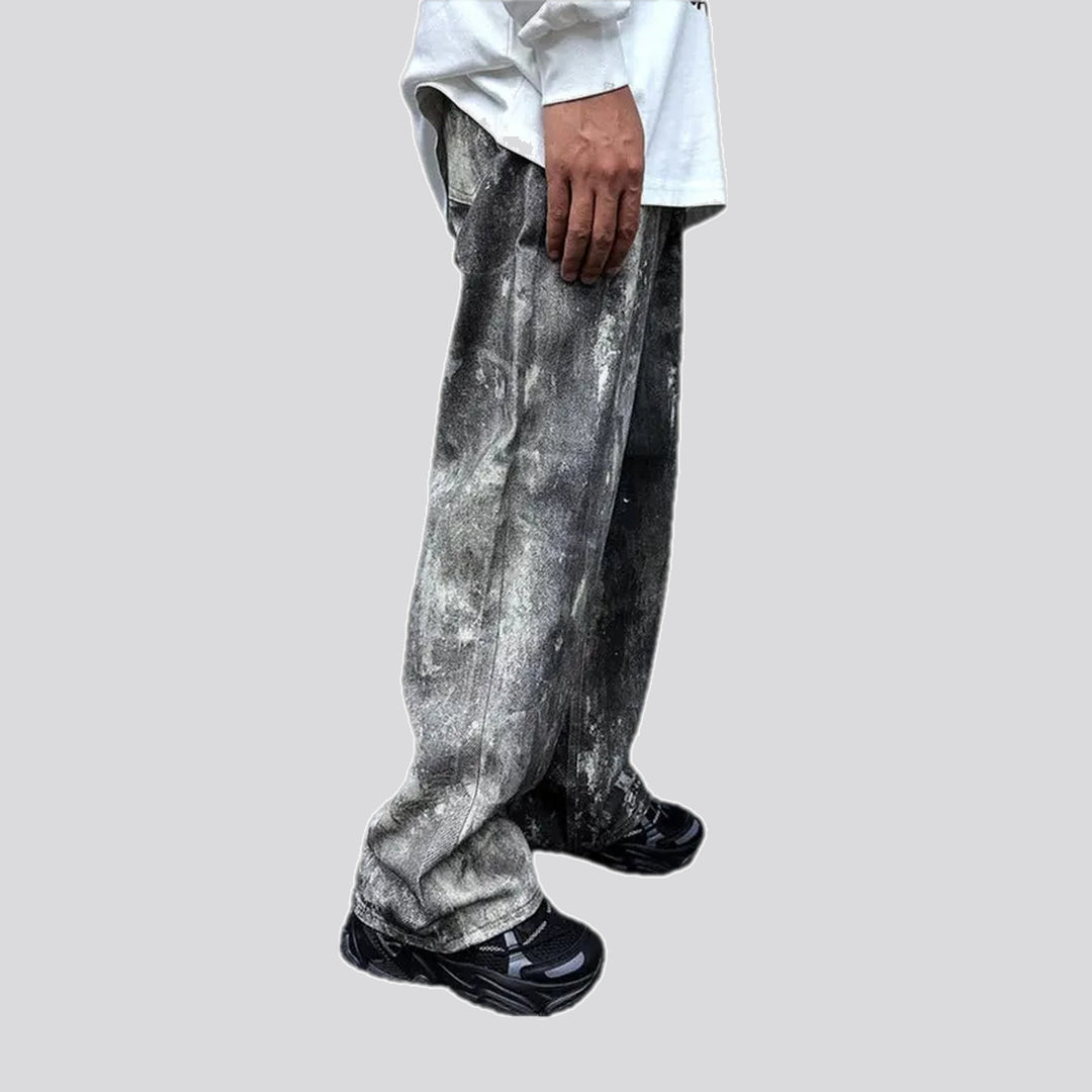 Fashionable painted denim pants for men