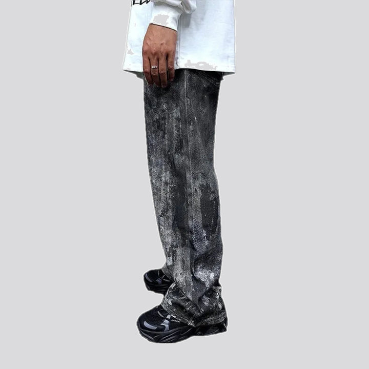 Fashionable painted denim pants for men