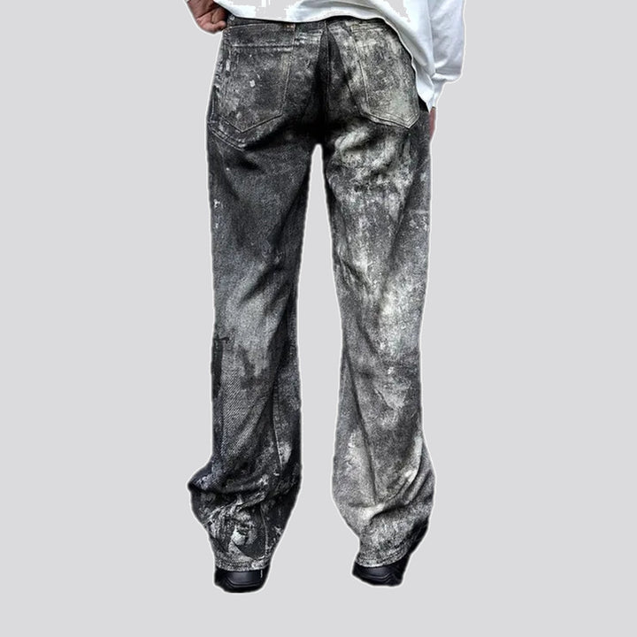 Fashionable painted denim pants for men