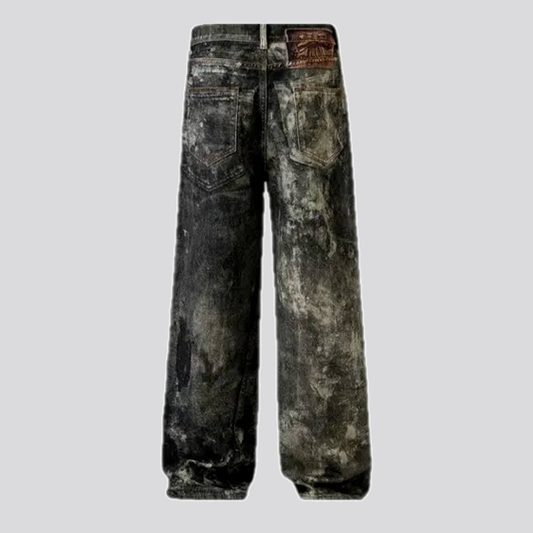 Fashionable painted denim pants for men