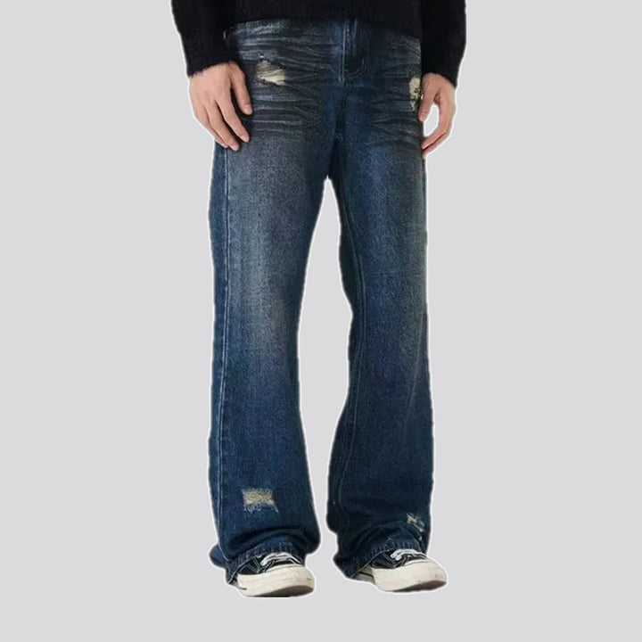 Mid-rise dark men's jeans