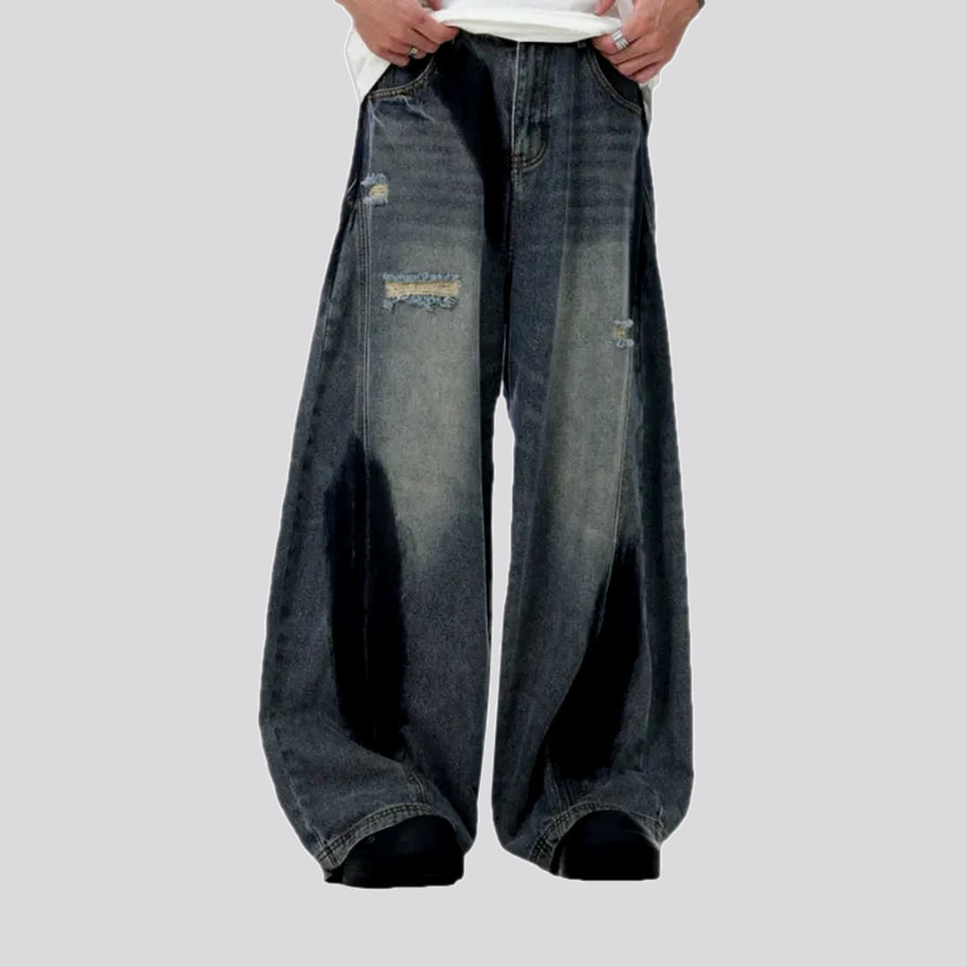 Baggy fit painted men's jeans