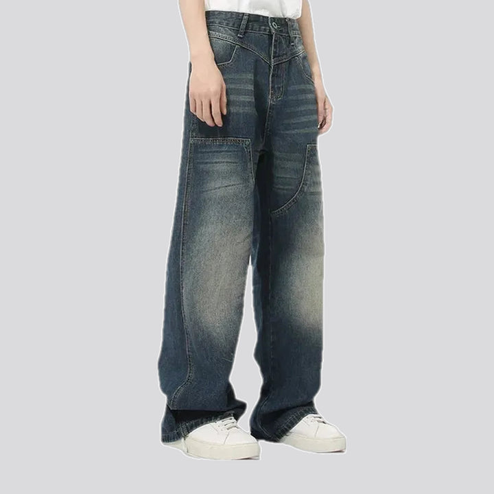 Fashionable baggy carpenter men's jeans