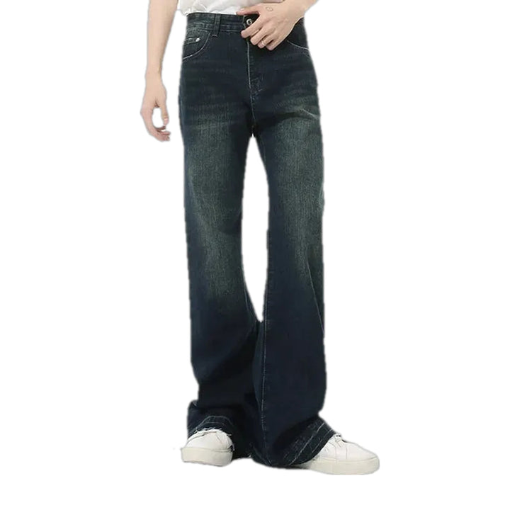 Wide Fit Dark Faded Men's Jeans - Dark Blue