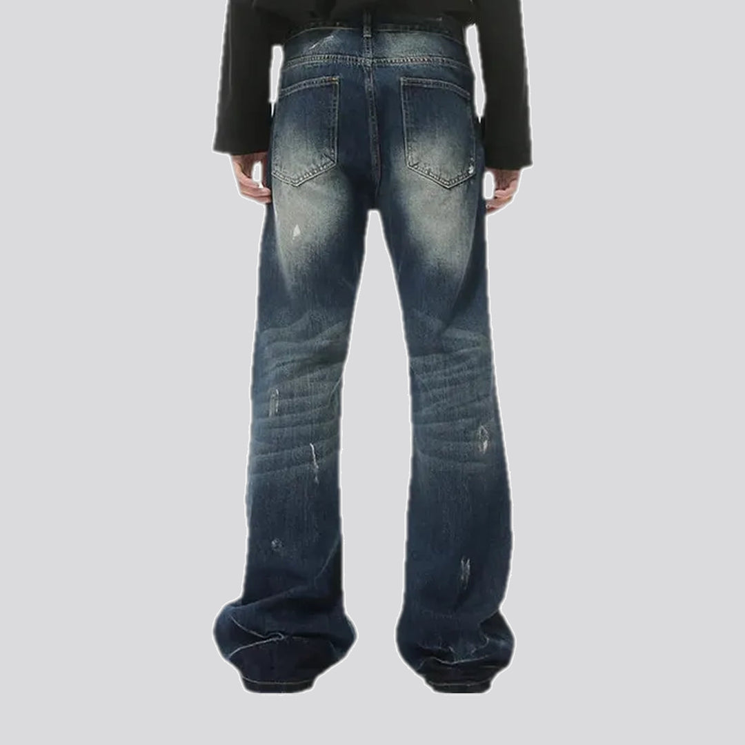 Stonewashed grunge style men's jeans