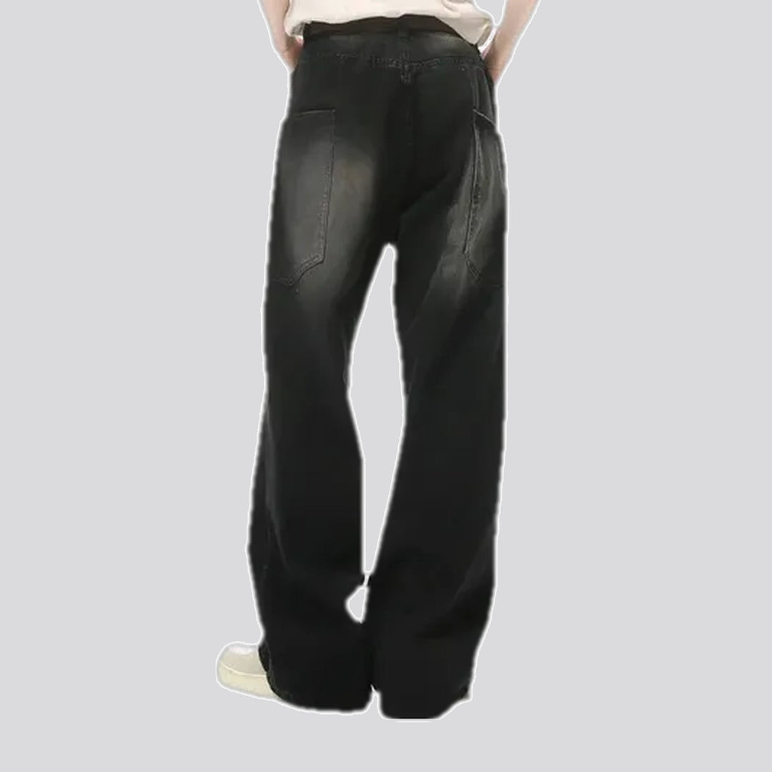 Boho style abraded men's jeans