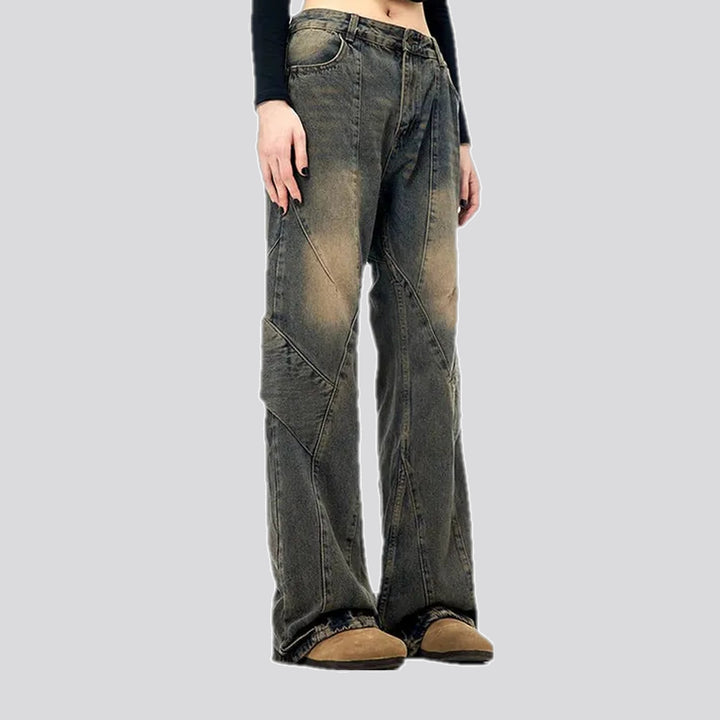 Whiskered bootcut men's jeans