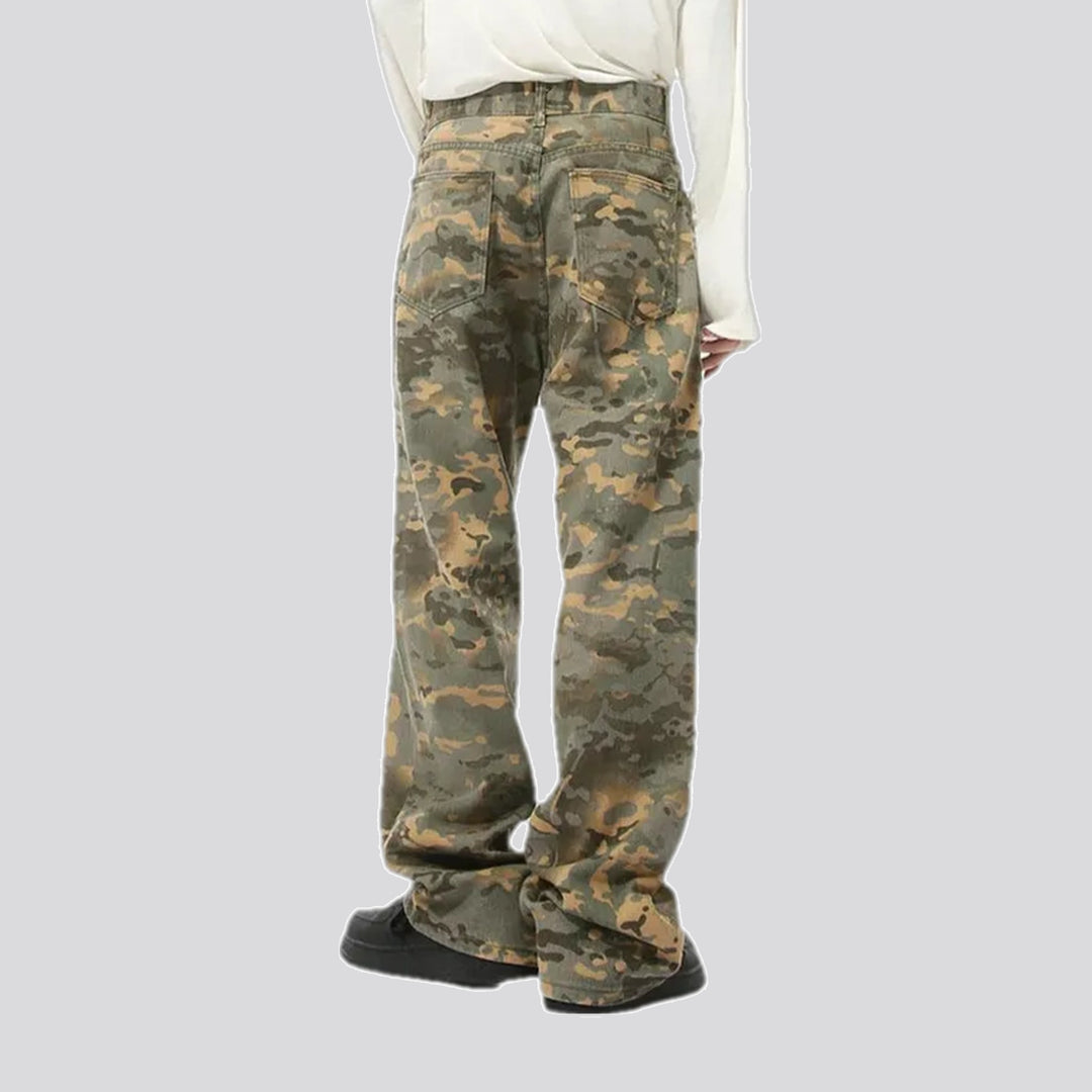 Camo mid waist jeans pants for men