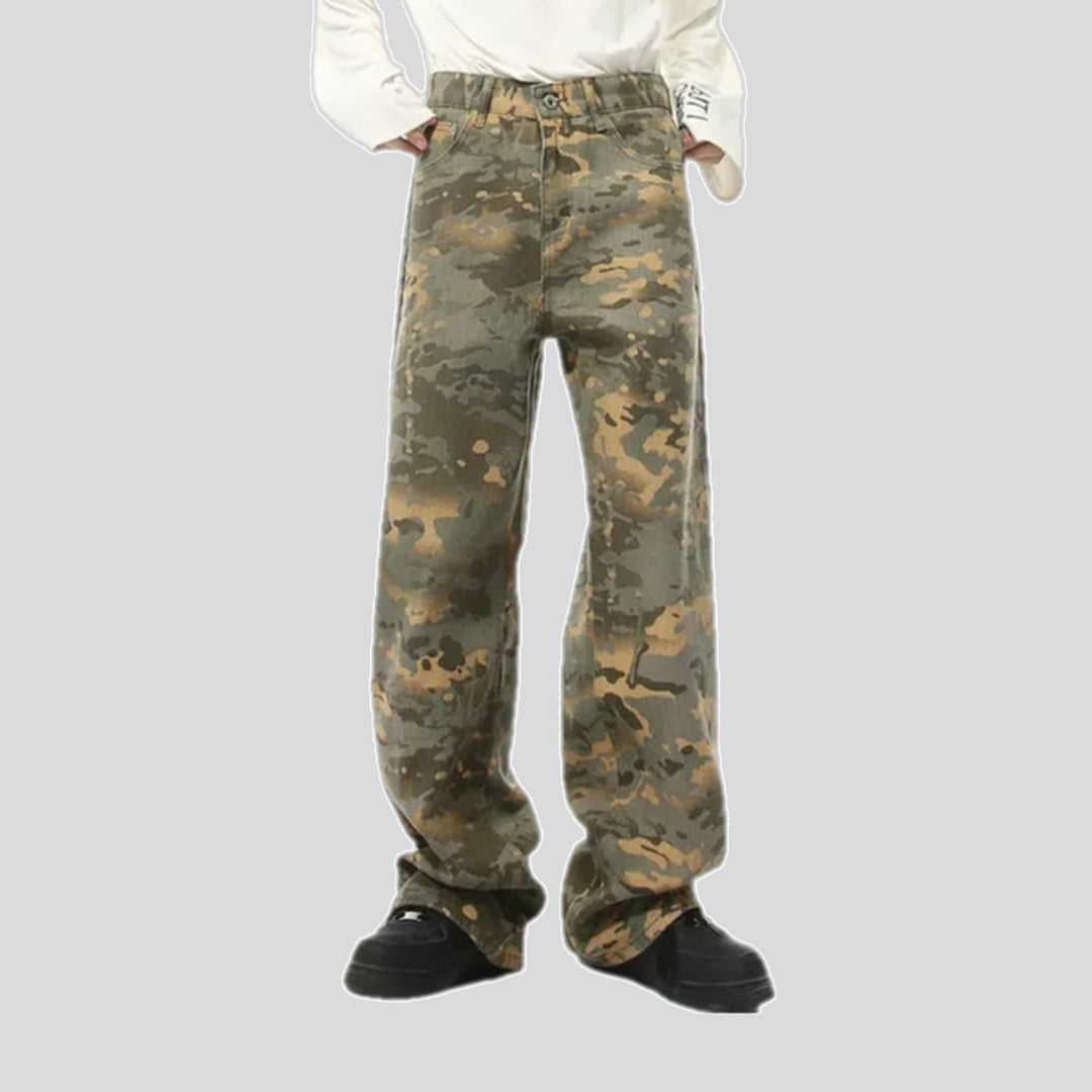 Camo mid waist jeans pants for men