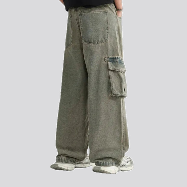 Cargo pockets boho vintage men's jeans