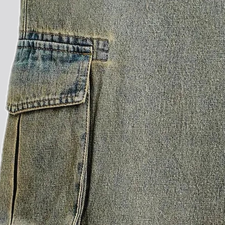 Cargo pockets boho vintage men's jeans