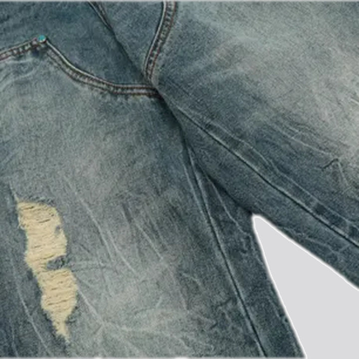 Sanded torn boho street men's jeans