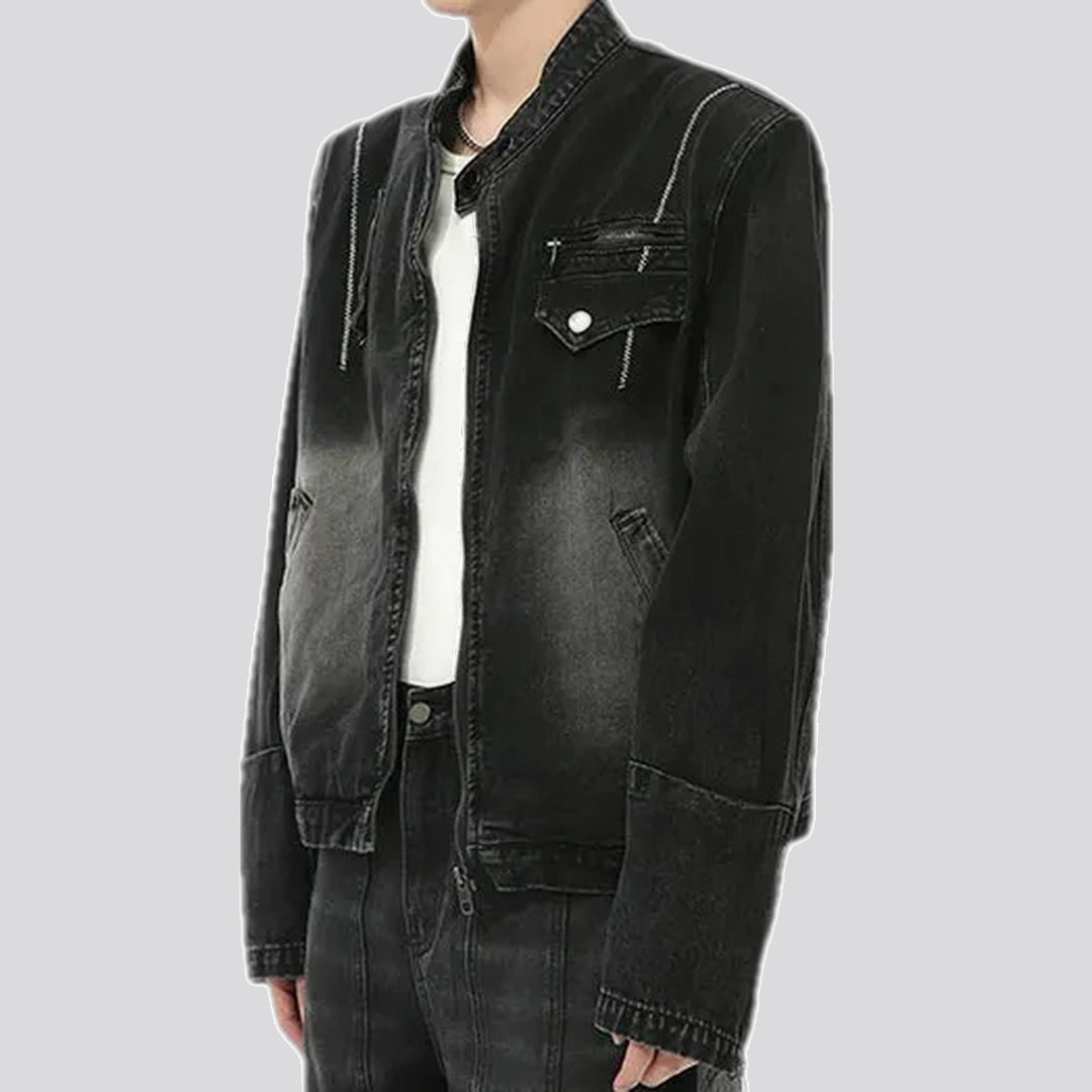 Boho zipped oversized men's jeans jacket