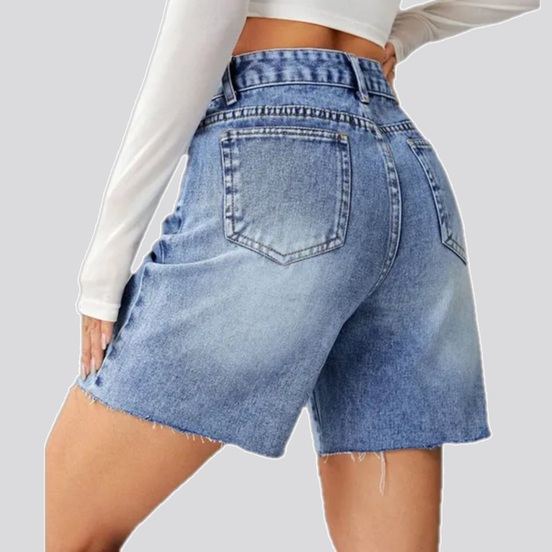 Raw hem fashion women's jean shorts