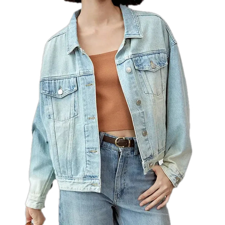 Fashionable Oversized Jean Jacket for Women - Light Blue