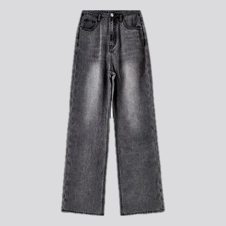 Stonewashed mid rise women's jeans