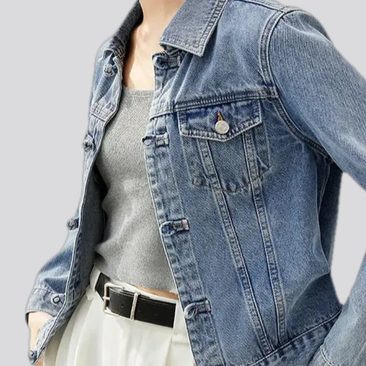 Casual oversized jeans trucker jacket for ladies