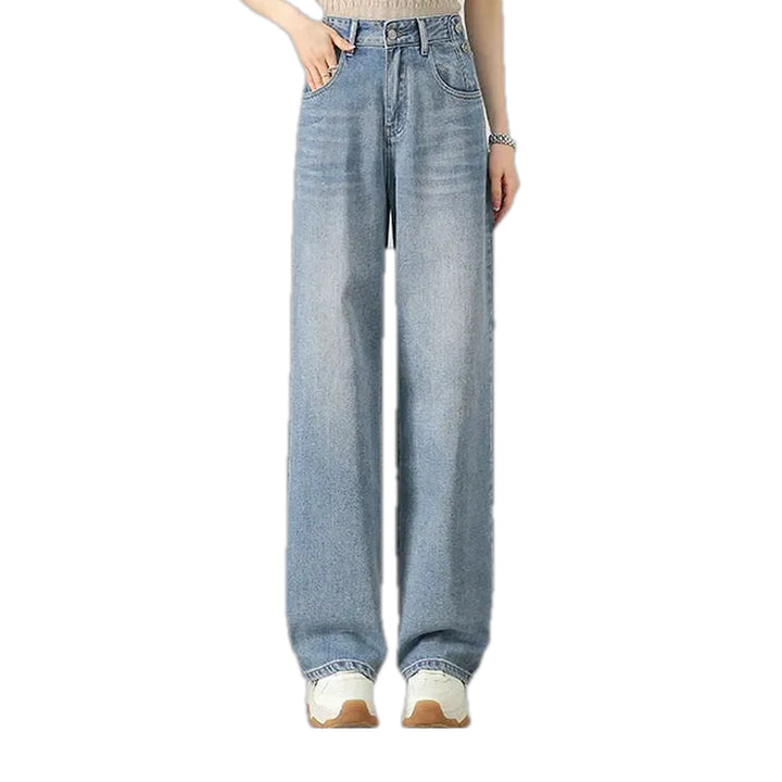 Casual Stonewashed Women's Jeans - Light Blue