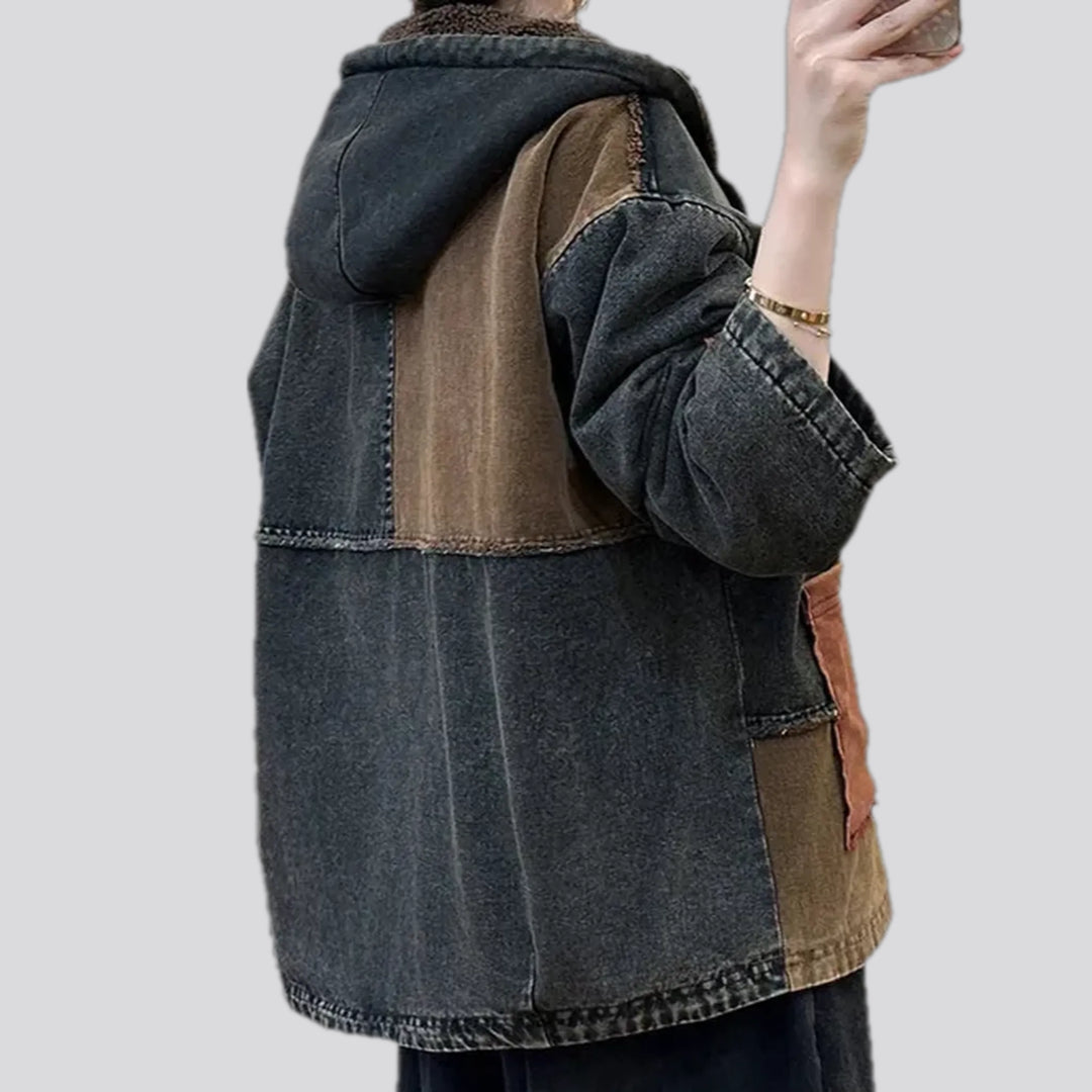 Oversized patchwork casual women's jean jacket