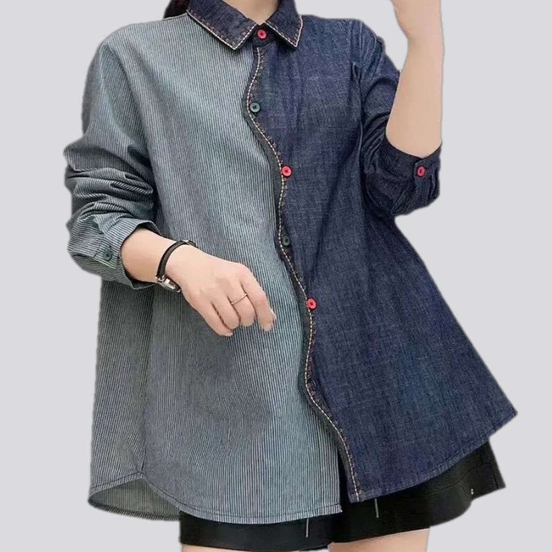 Medium striped extra-large denim shirt for women