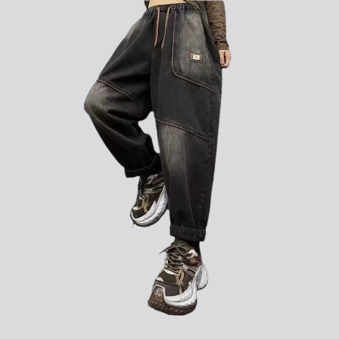 Sanded boho mid rise women's jean joggers