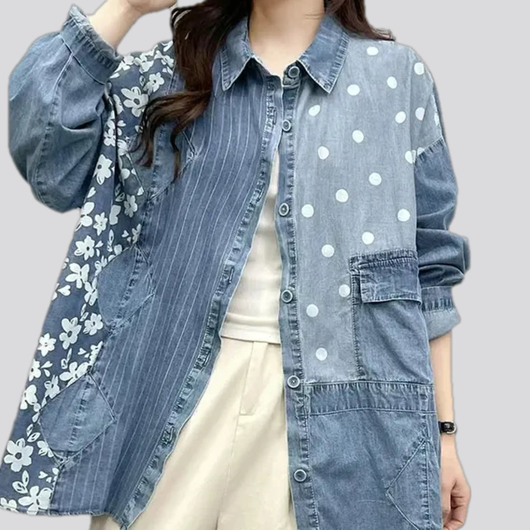 Extra-large striped style women's jean shirt