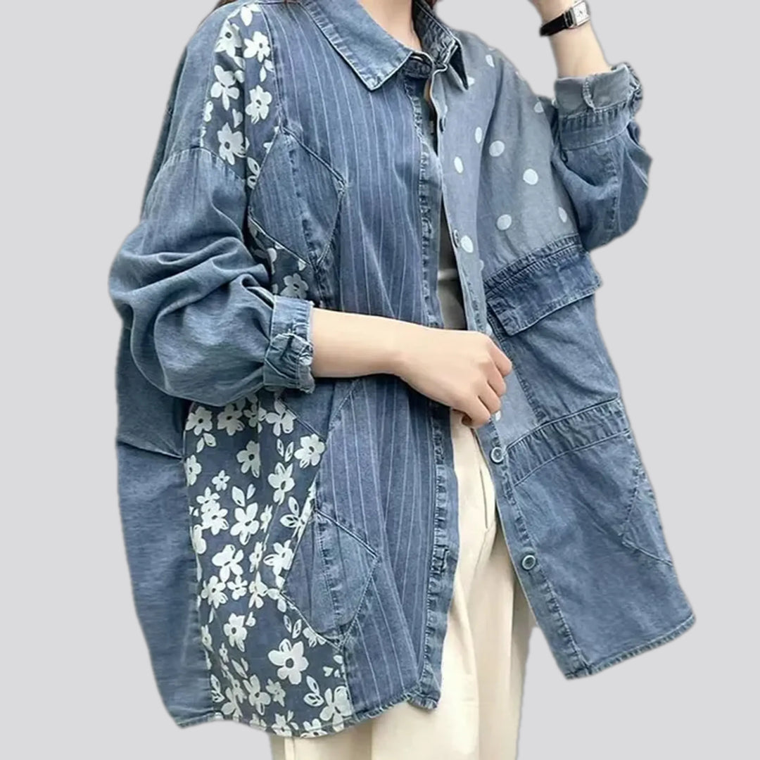 Extra-large striped style women's jean shirt