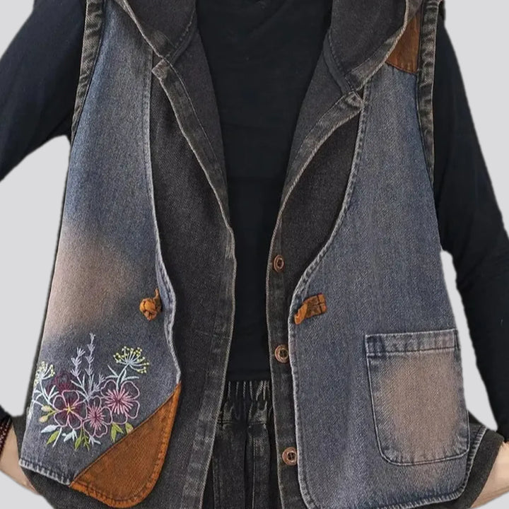 Oversized retro design women's jean vest