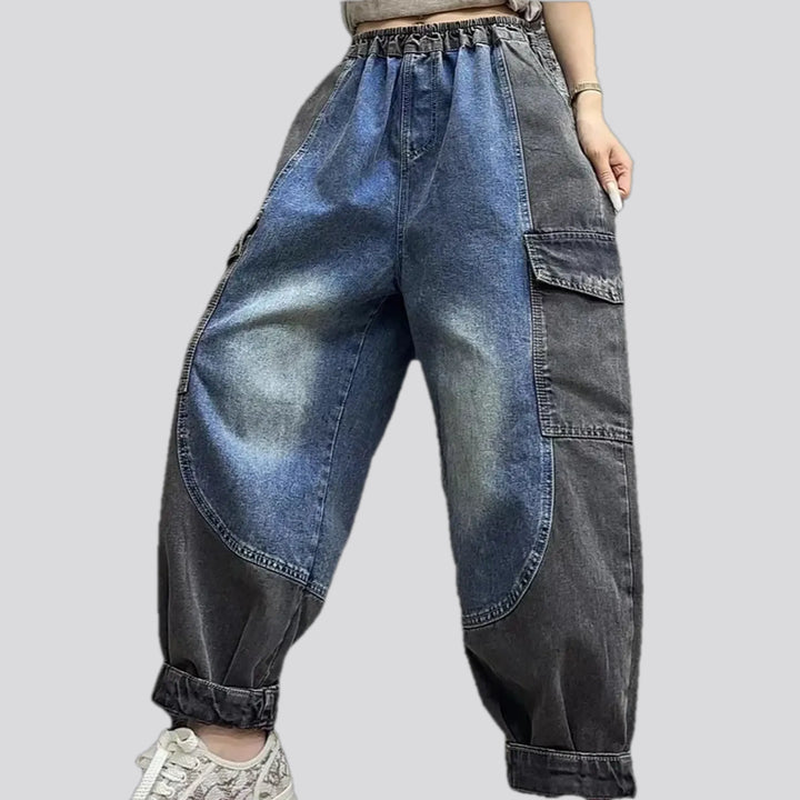 Boho style mid-rise women's jeans joggers