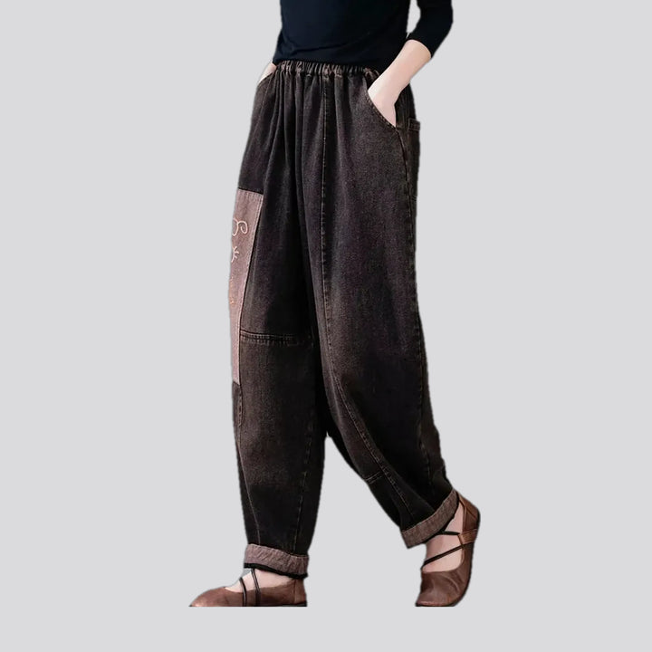 Boho chic women's denim joggers