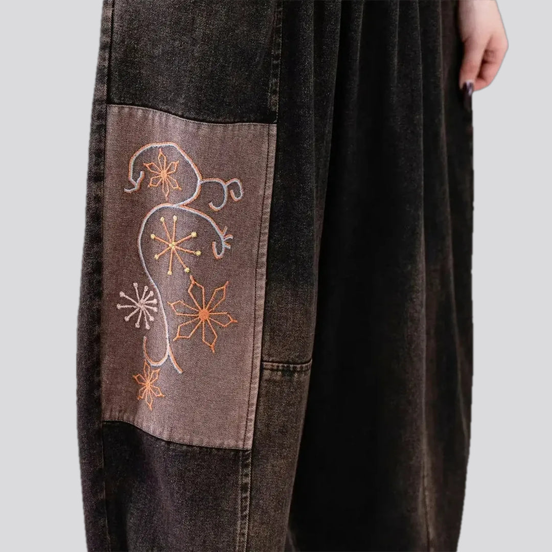 Boho chic women's denim joggers