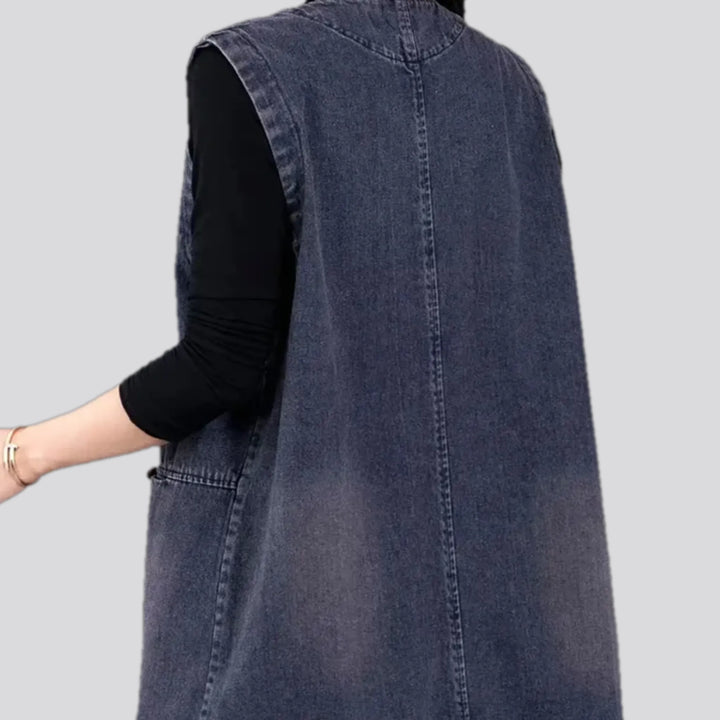 Extra large fit boho vintage women's denim vest