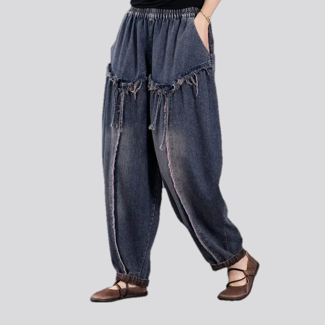 Distressed baggy women's jeans joggers