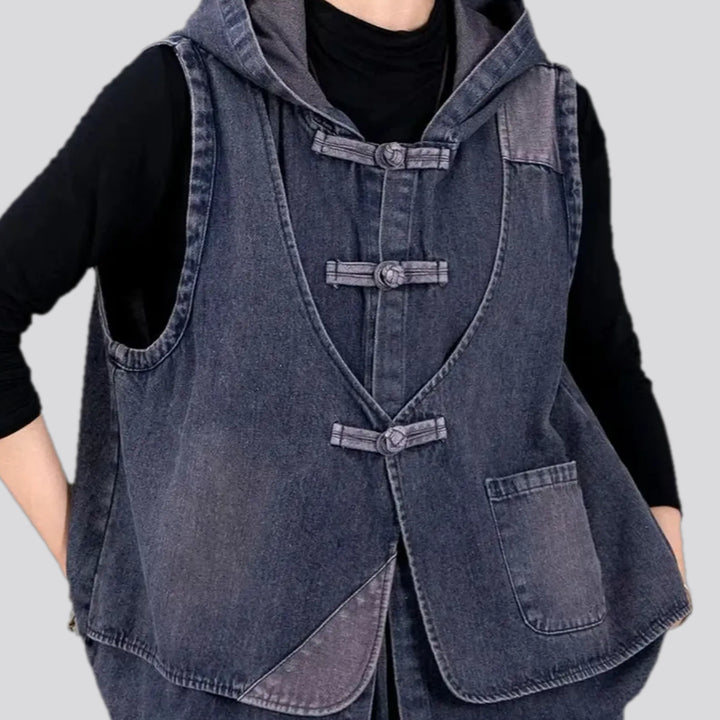 Boho multi-layer fashion jeans vest for women