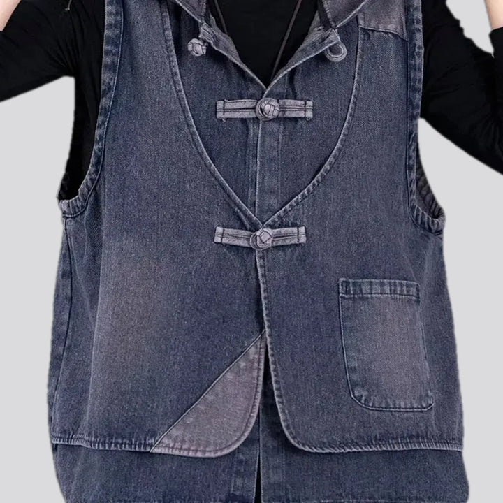 Boho multi-layer fashion jeans vest for women