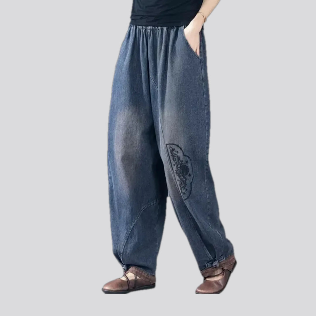 Adjustable hem boho women's jean joggers