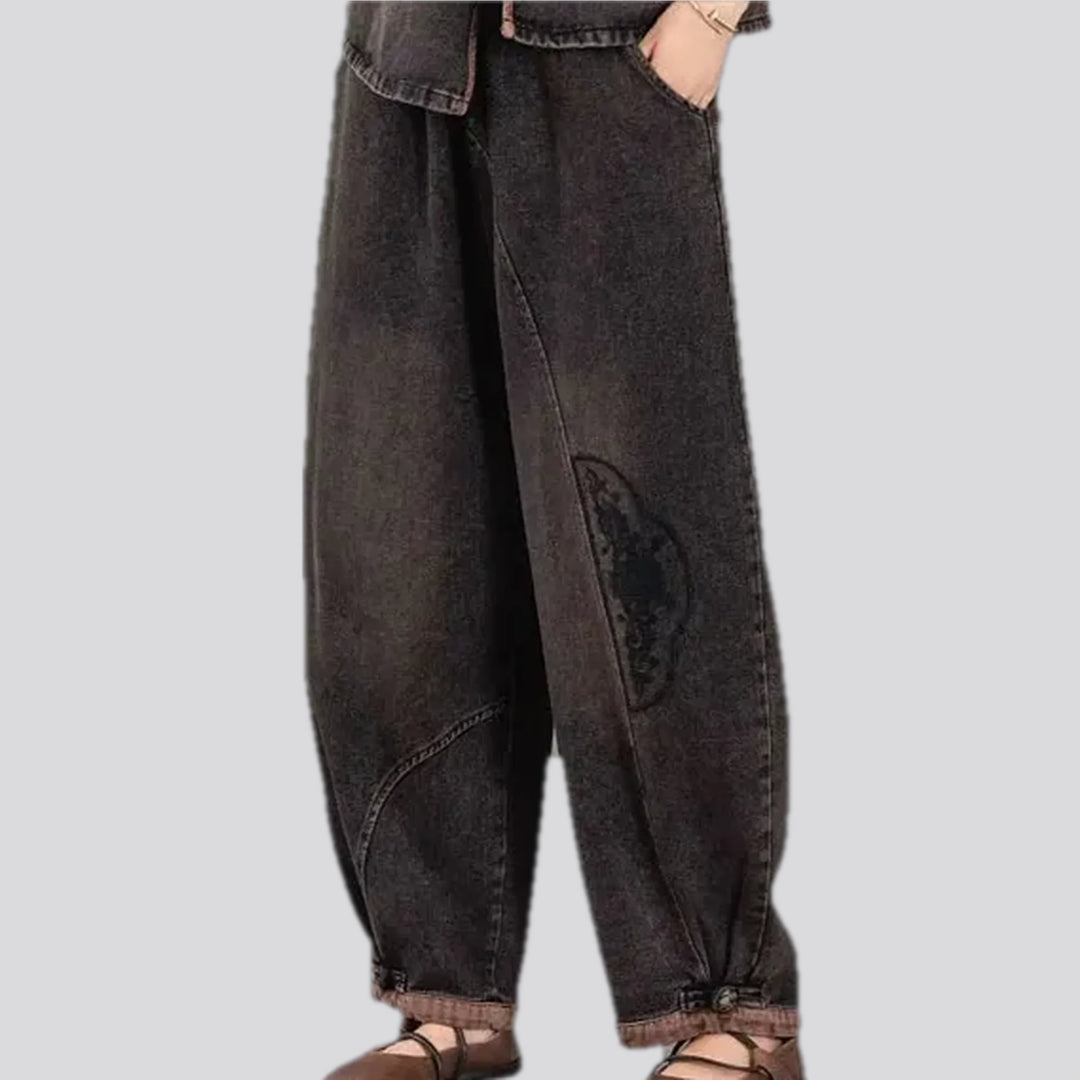 Adjustable hem boho women's jean joggers