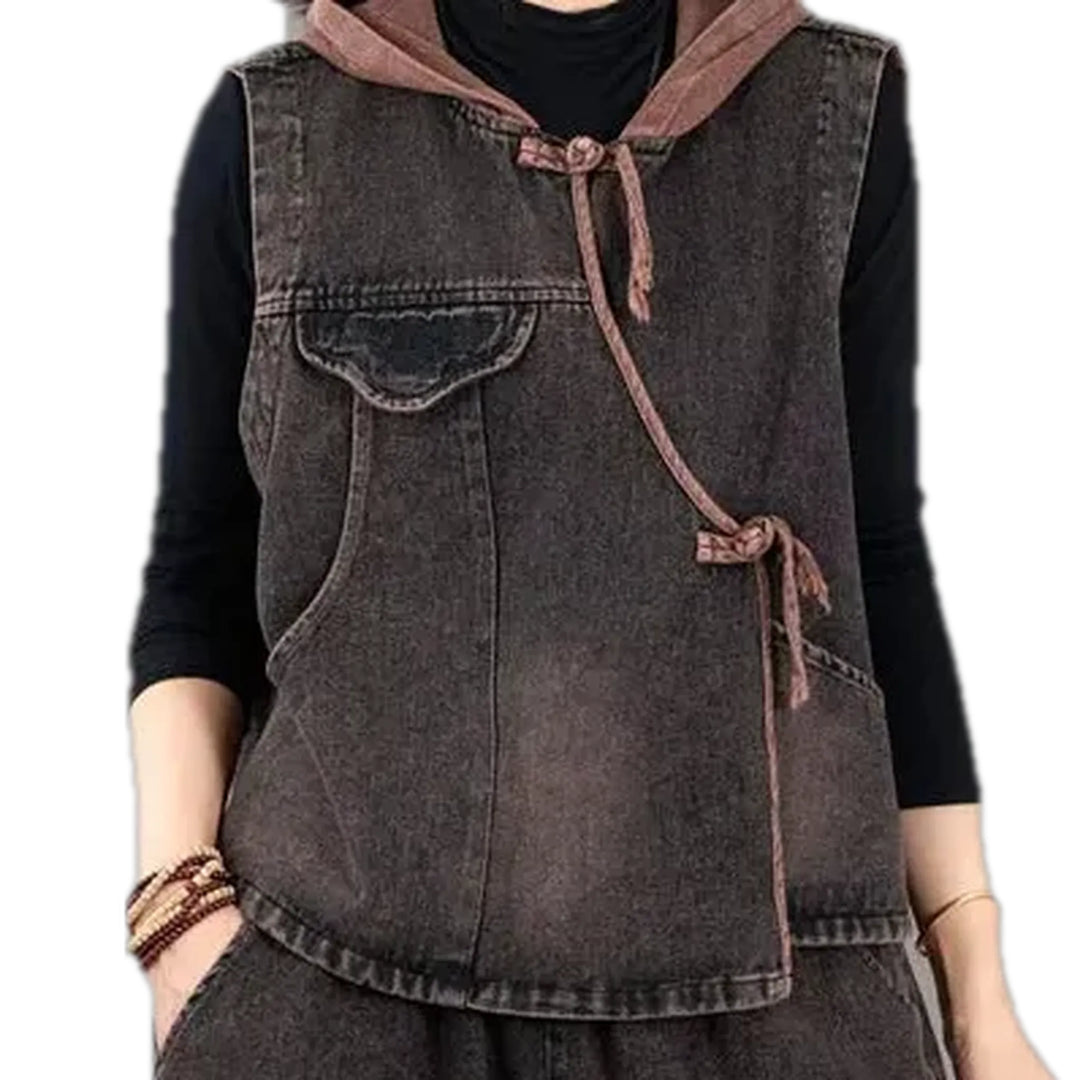 Retro chic denim vest for women