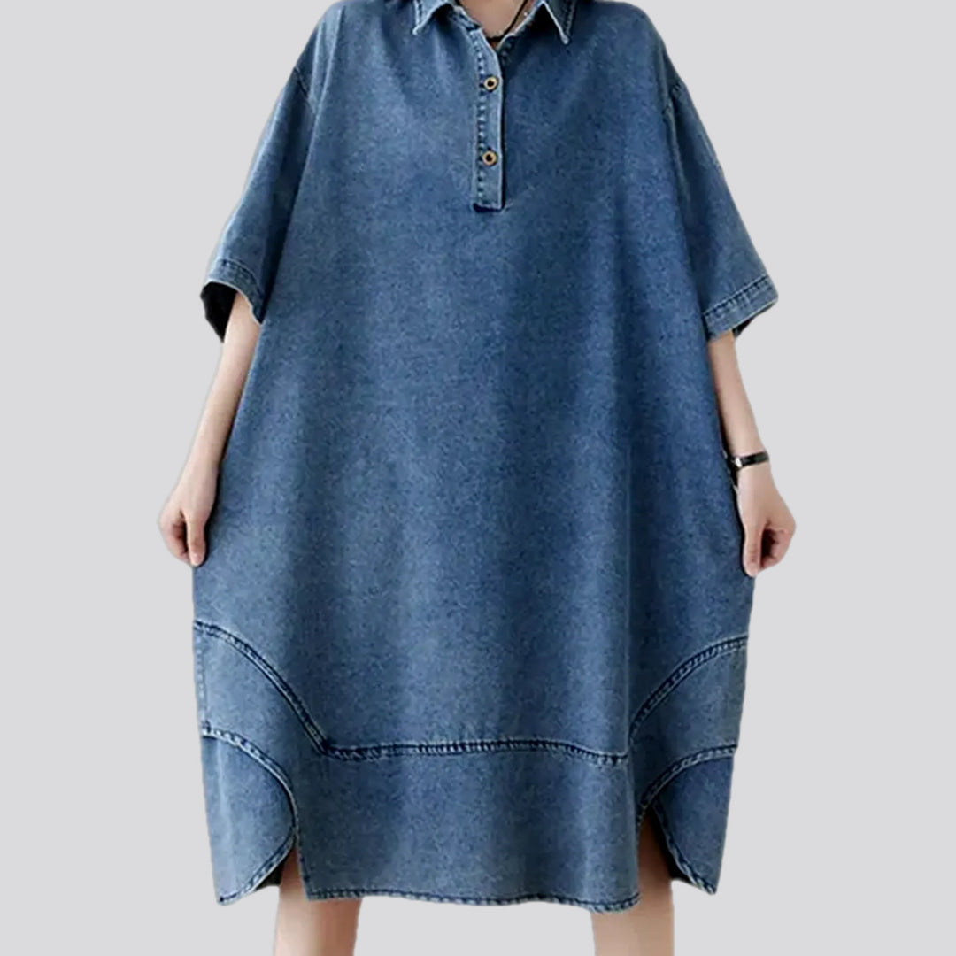 Washed out casual midi jeans dress