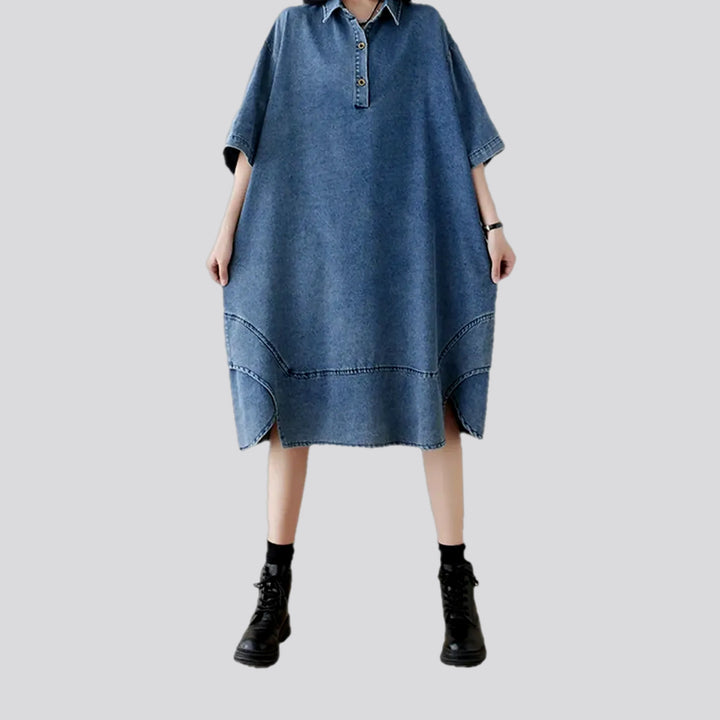 Washed out casual midi jeans dress