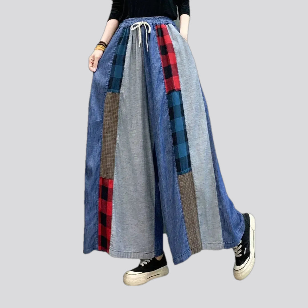 Mixed patterns fashion women's jean culottes