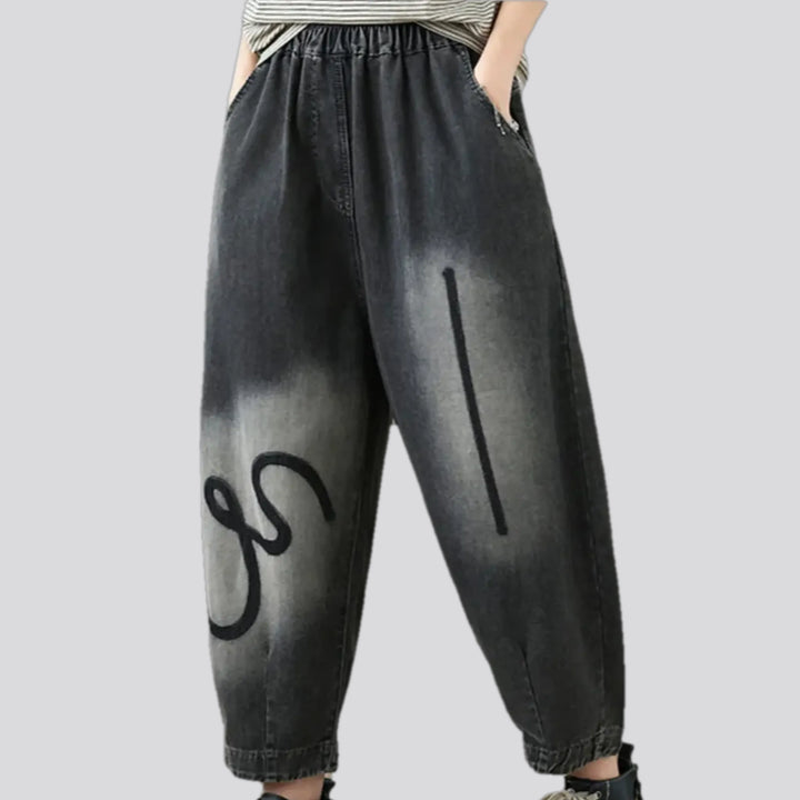 Artistic mid-waist jean joggers for women