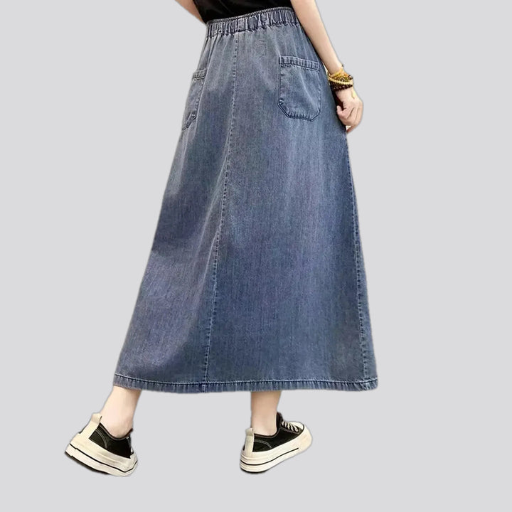 High waist botanical jeans skirt