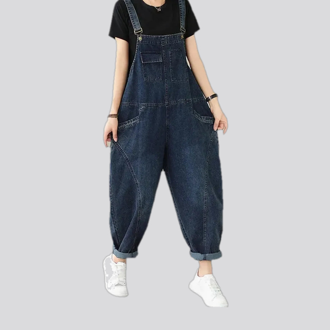 Slouchy Dark 90s Style Women's Denim Dungaree | Jeans4you.shop