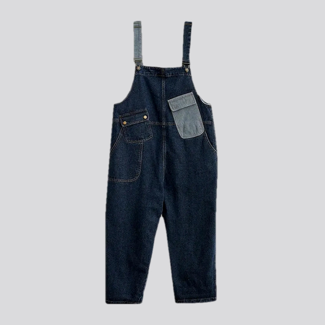 Dark pattern women's denim dungaree